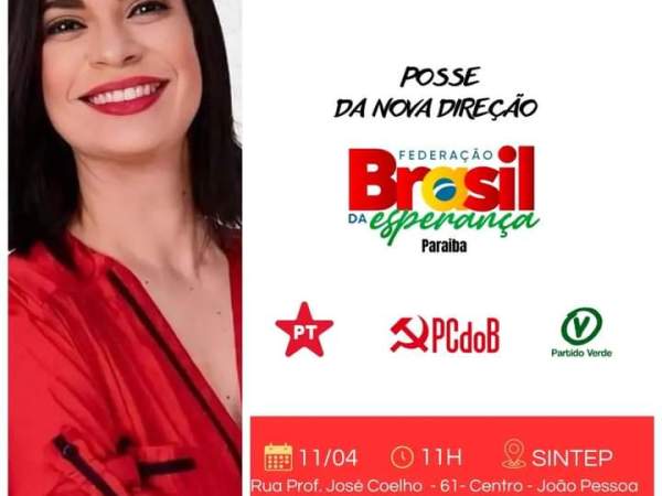 PCdoB passa a comandar Federação Brasil da Esperança na Paraíba com posse de Gregória Benário